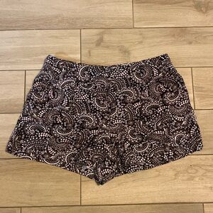 Loft Black and Light Pink Paisley Pull-on Shorts